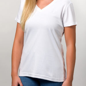 Ladies T-Shirt V-Neck - Weiß, XXL