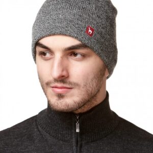 Bark Uni Mütze doppelt - Grau-Schwarz meliert, L