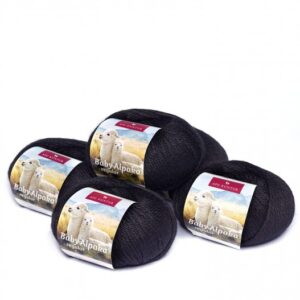Strickwolle 100 % Baby Alpaka - Schwarz 01