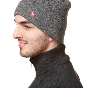 Bark Uni Mütze doppelt - Grau-Schwarz meliert, M